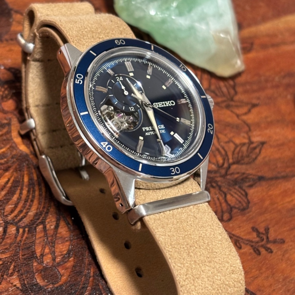 RARE Seiko Presage Automatic – Open Heart, 24 Hr Small sundial, Blue Dial (SSA45